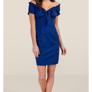 Off Shoulder Bodycon Dress Blue